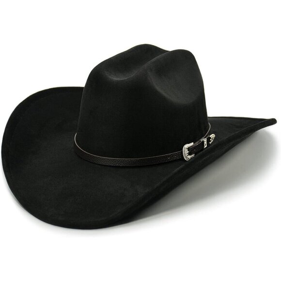 ? Women Raven Black Cowgirl Shape Able Wide Brim Felt Cattleman Western Hats main image 6